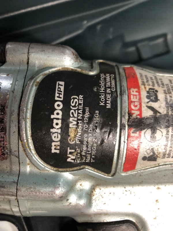 Photo 6 of ***HEAVILY USED AND DIRTY - UNABLE TO TEST***
Metabo HPT Finish Nailer | 16 Gauge Finish Nails - 1-Inch up to 2-1/2-Inch | Integrated Air Duster | NT65M2S