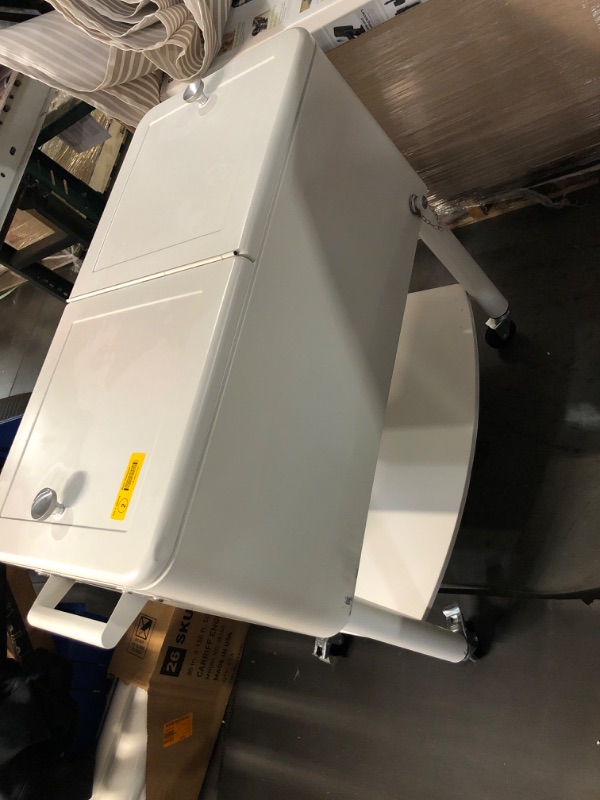 Photo 1 of VINGLI 80 Quart Rolling Ice Chest, Portable Patio Party Bar Drink Cooler Cart, with Shelf, Beverage Pool with Bottle Opener White