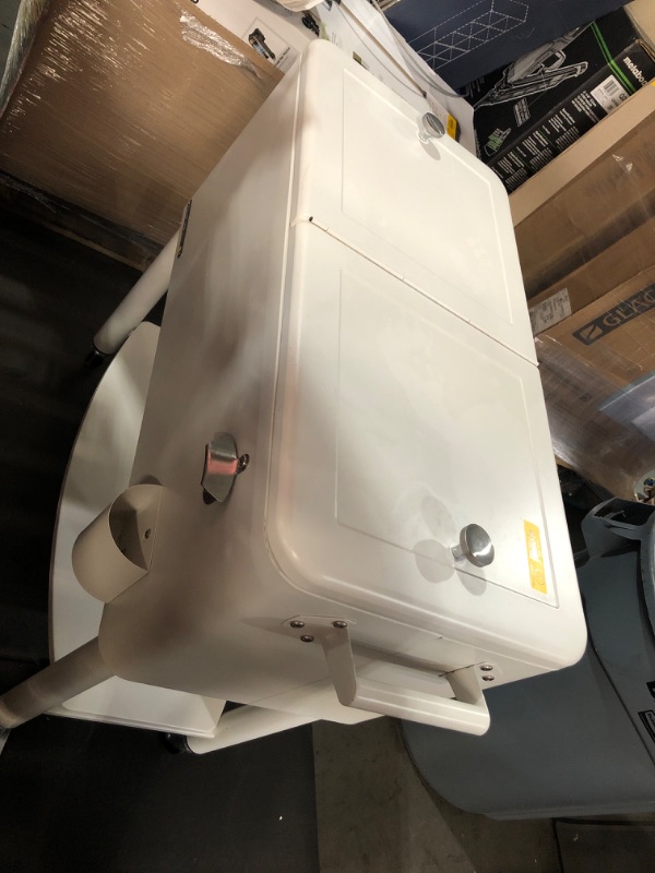 Photo 1 of VINGLI 80 Quart Rolling Ice Chest, Portable Patio Party Bar Drink Cooler Cart, with Shelf, Beverage Pool with Bottle Opener White