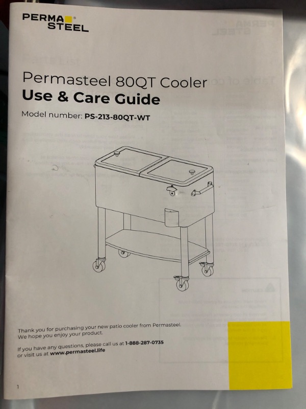 Photo 1 of VINGLI 80 Quart Rolling Ice Chest, Portable Patio Party Bar Drink Cooler Cart, with Shelf, Beverage Pool with Bottle Opener White