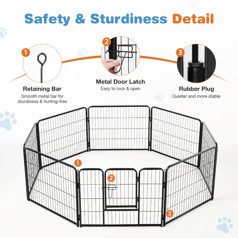 Photo 1 of ***USED - LIKELY MISSING PARTS - UNABLE TO VERIFY FUNCITONALITY***
Sweetcrispy Dog Playpen Indoor - Pet Fence Exercise Pen for Yard Gate 8 Panels Foldable Puppy Playpens with Doors Metal Dog Pen for Camping, RV, Outdoor, Small/Medium/Large Pets, 40” Heigh