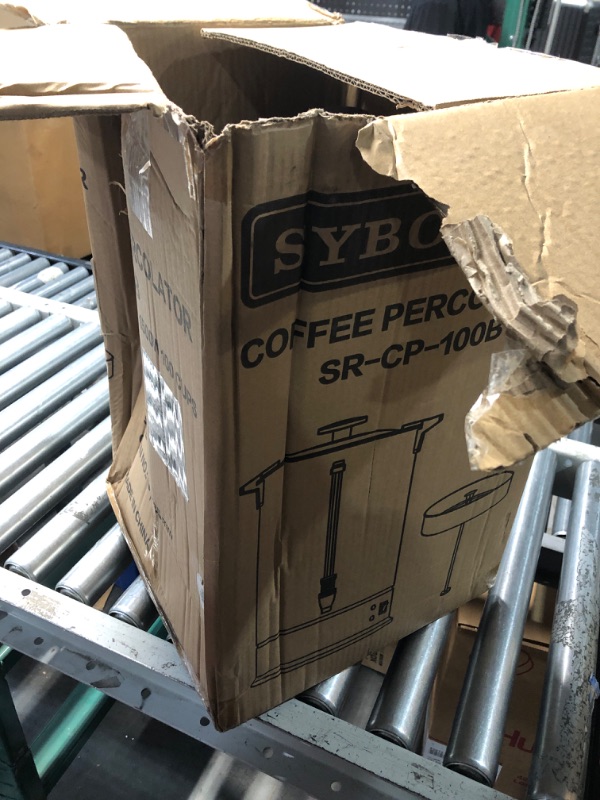 Photo 1 of SYBO 2022 Upgrade SR-CP100C Commercial Grade Stainless Steel Percolate Coffee Maker Hot Water Urn for Catering, 100-CUP 16 L, Metallic