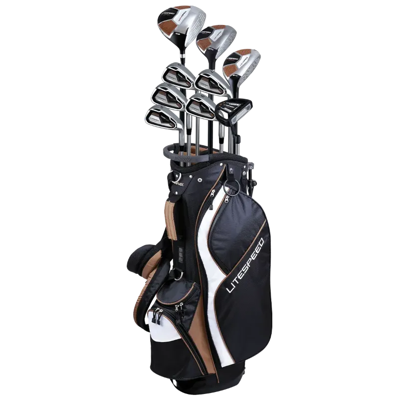 Photo 1 of ***MAJOR DAMAGE - 3 CLUBS BROKEN - SEE PICTURES - NO PACKAGING***
MEN’S LITESPEED TS4211 Club Set, BLACK/BROWN