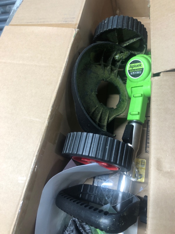 Photo 4 of (HEAVILY USED) Cordless Lawn Trimmer Weed Wacker - Apiuek 21V Lawn Mower Grass Edger with 2.0Ah Li-Ion Battery Powered & 3 Cutting Blade Types, Compact Power Tool for Lawn Yard Work Green