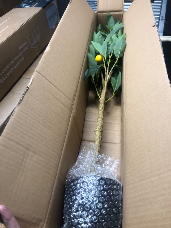 Photo 1 of Artificial Lemon Tree 3ft Fake Lemon Plant in Pot Large Fake Floor Plants Faux Trees Indoor Lemon Decorations for Home Living Room Office 2.62ft