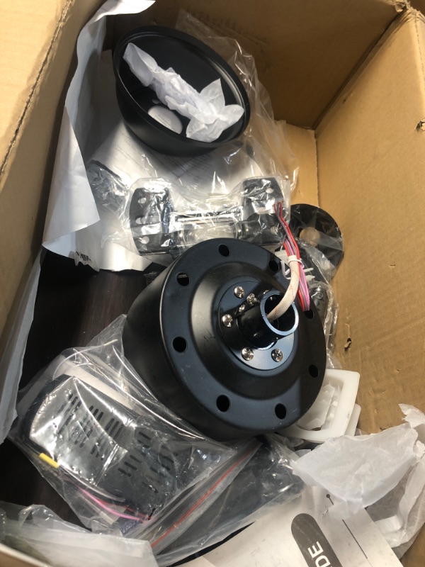 Photo 1 of ***DAMAGED - FAN BLADES SCRATCHED - LIKELY MISSING PARTS - UNABLE TO VERIFY FUNCTIONALITY***
Ceiling Fan with Remote, 52-inch Outdoor/Indoor Black Fan No Light with Reversible DC Motor 6 Speed with Timer, 5 Blades Fan for Patio Bedroom Living Room?02 Mode