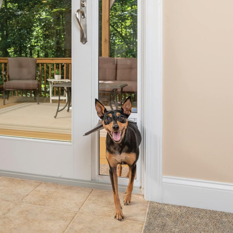 Photo 1 of (NON-REFUNDABLE) PetSafe 1-Piece Sliding Glass Pet Door for Dogs & Cats- Adjustable Height 75 7/8' to 80 11/16'-Medium, White, No-Cut DIY Install Aluminum Patio Panel Insert,Great for Renters or Seasonal Installation