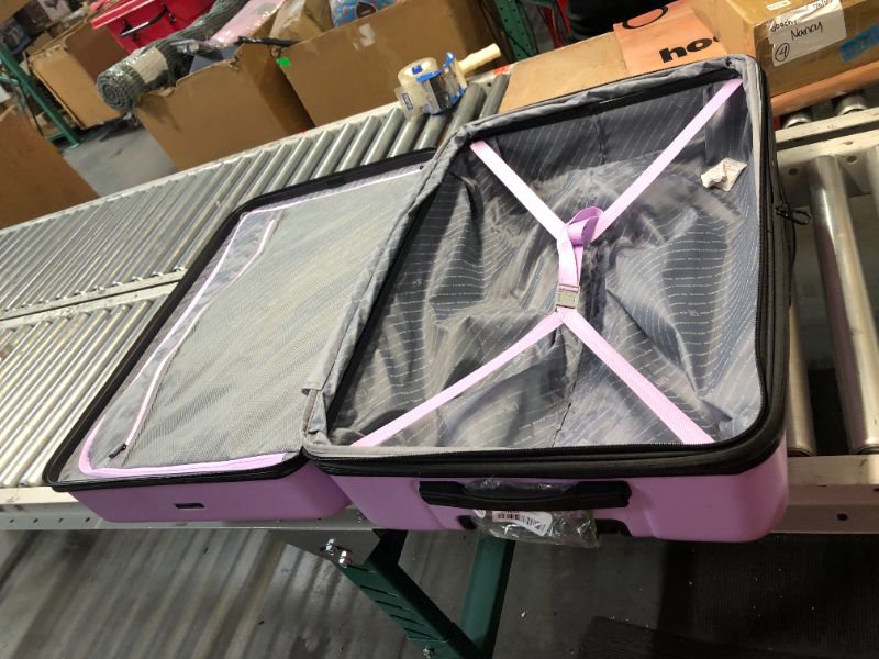 Photo 5 of ***USED - SCRATCHED - SCUFFED - NO PACKAGING - SEE PICTURES***
U.S. Traveler Boren Polycarbonate Hardside Rugged Travel Suitcase Luggage with 8 Spinner Wheels, Aluminum Handle, Lavender, Checked-Large 30-Inch Checked-Large 30-Inch Lavender