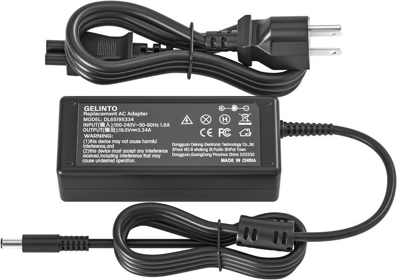 Photo 1 of Laptop Charger for Dell Inspiron 14 15 3501 3505 3502 5502 5406 5515 5100 5505 7300 7400 Vostro 5301 5402 AC Power Supply Adapter Cord 65W 19.5V 3.34A