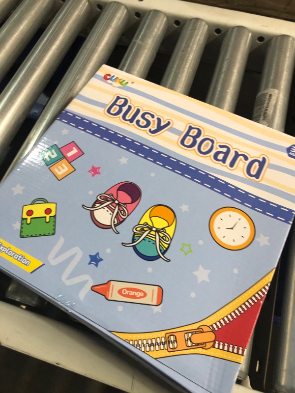 Photo 2 of CUKU Busy Board Montessori Toy-Toddler Busy Board for 3 Year Old,Montessori Toys Busy Book Fine Basic Dress Motor Skills-Travel Toys for Travel Car Airplane,Ideal Gift for Boys and Girls,Red and Blue