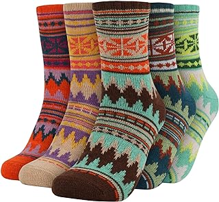 Photo 1 of (Pack of 2) OLIBUY Women Wool Socks Womens Socks Women Athletic Socks Foot Size 9-11 each Pack 5 Pairs as Gifts for Women or Girls 8-9 Multicolor03