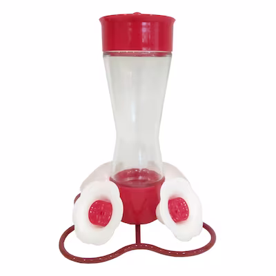 Photo 1 of Style Selections Red/White Glass Hanging Tube Bird Feeder- 12-oz Capacity 4 pack
 