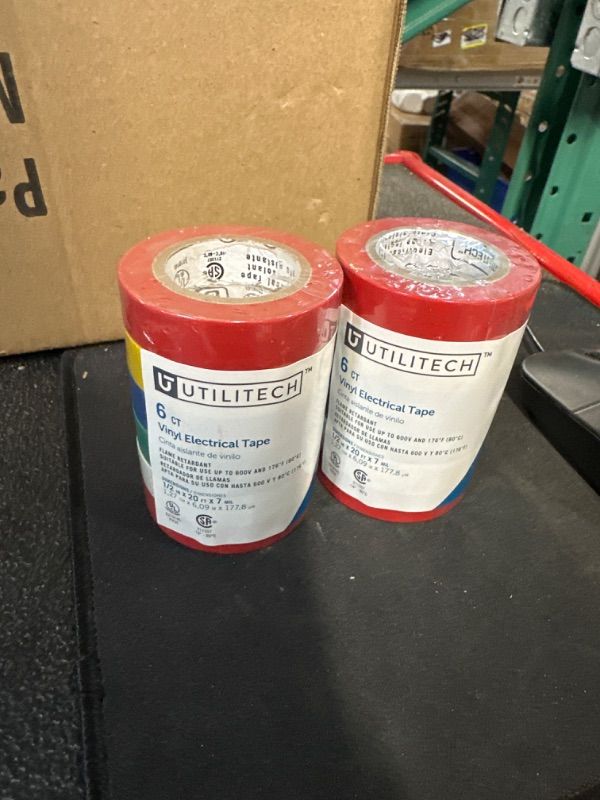 Photo 1 of Utilitech Heavy Duty 0.5-in x 20-ft Vinyl Electrical Tape Multiple Colors/Finishes (6-Pack)
