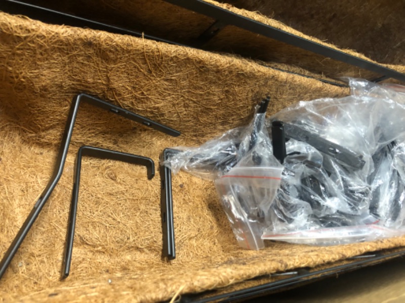 Photo 1 of Window Deck Railing Planters Boxes with Coconut Liner, 24 Inch Window Boxes Planters Metal Black (16 Pcs)