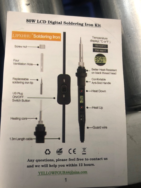 Photo 4 of **NON-REFUNDABLE, PARTS ONLY**
Soldering Iron Kit, 60W Soldering Iron Adjustable Temperature, 2 pcs Interchangeable Soldering Iron Tips, Solder Wire