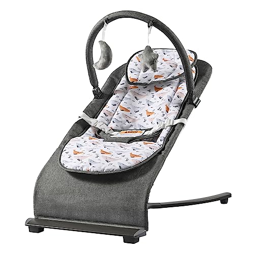 Photo 1 of Baby Bouncer, Portable Bouncer for Baby,Baby Bouncers for Infants with 3-Point Harness,Bouncer for 0-6 Months, Grey