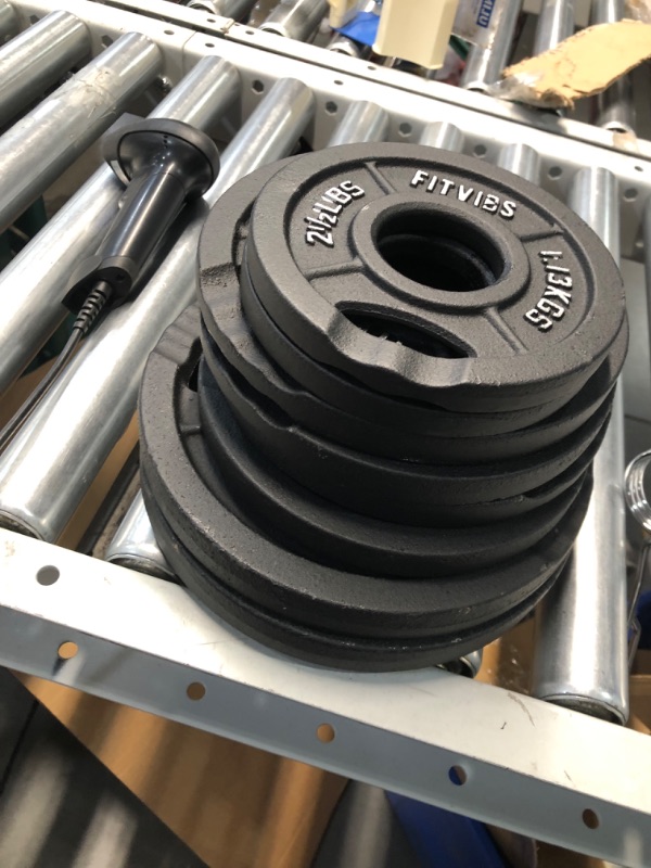 Photo 1 of Signature Fitness Olympic 2-Inch Cast Iron Plate Weight Plate for Strength Training and Weightlifting, Multiple Sizes 45LB Set Two Hole Style