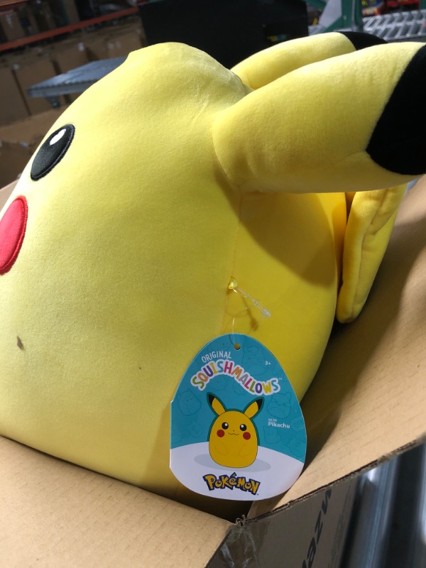 Photo 3 of Squishmallows Pokemon 14-Inch Pikachu Plush - Add Pikachu to Your Squad, Ultrasoft Stuffed Animal Large Plush, Official Kelly Toy Plush