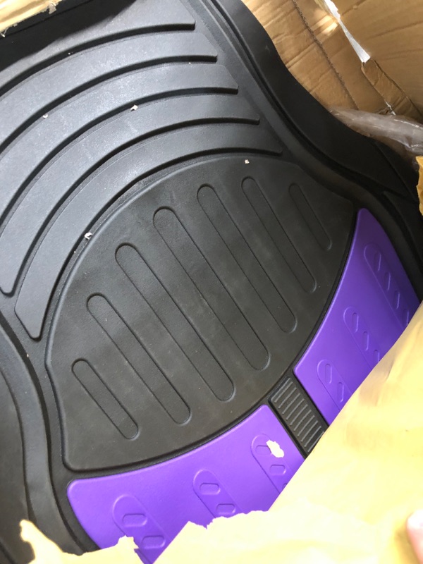 Photo 3 of Automotive Floor Mats Purple Climaproof for All Weather Protection Universal Fit Heavy Duty Rubber fits Most Cars, SUVs, and Trucks, Full Set Trim to Fit FH Group F11313PURPLE