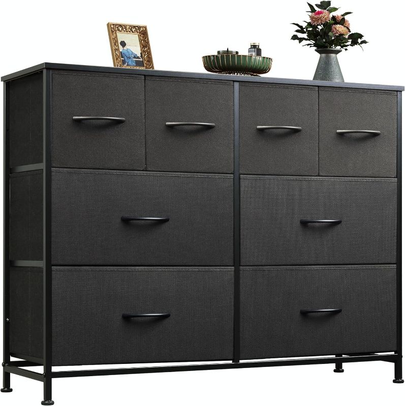 Photo 1 of ***NONREFUNDABLE - NOT FUNCTIONAL - FOR PARTS ONLY - SEE COMMENTS***
WLIVE Dresser for Bedroom with 8 Drawers, Wide Fabric Dresser for Storage and Organization, Bedroom Dresser, Chest of Drawers for Living Room, Closet, Hallway, Black