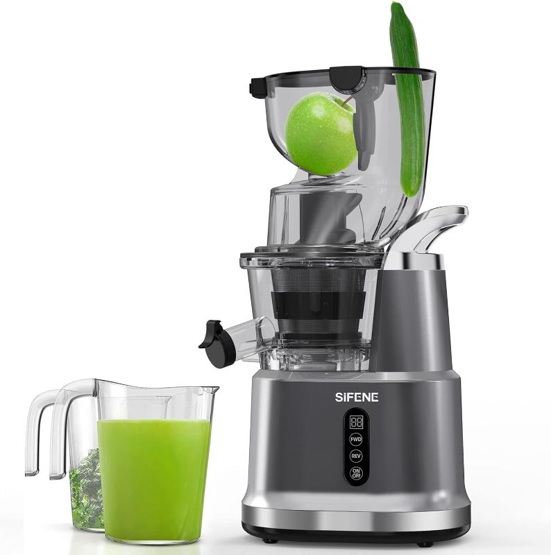 Photo 1 of **MISSING PARTS*** Cold Press Juicer Machine, SiFENE Slow Masticating Juicer, Big Mouth 83mm Opening Ideal for Whole Fruits & Vegetable, Easy-Clean, Quiet Motor, High Yield, BPA-Free, Gray