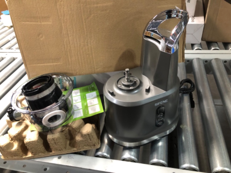 Photo 2 of **MISSING PARTS*** Cold Press Juicer Machine, SiFENE Slow Masticating Juicer, Big Mouth 83mm Opening Ideal for Whole Fruits & Vegetable, Easy-Clean, Quiet Motor, High Yield, BPA-Free, Gray