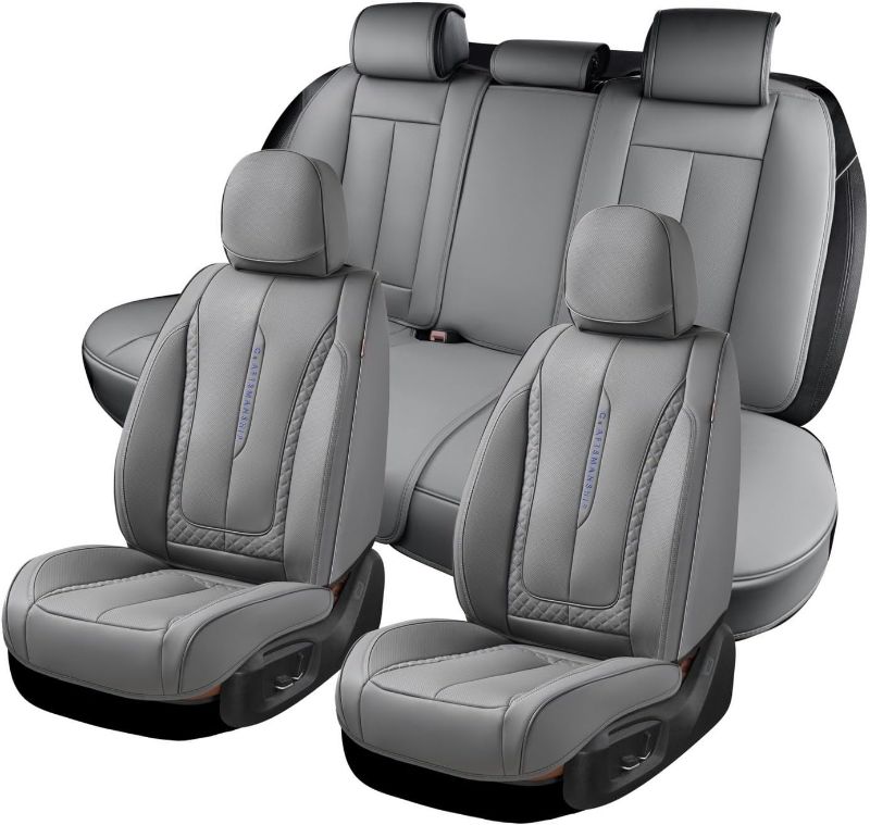 Photo 1 of **SEE NOTES // NOT EXACT SAME AS STOCK PHOTO** Coverado Car Seat Covers Full Set, Seat Covers for Cars, Gray Car Seat Cover, Car Seat Protector Waterproof, Nappa Leather Car Seat Cushion, Car Seat Covers Front Seats and Back Fit for Most Cars Gray FullSet