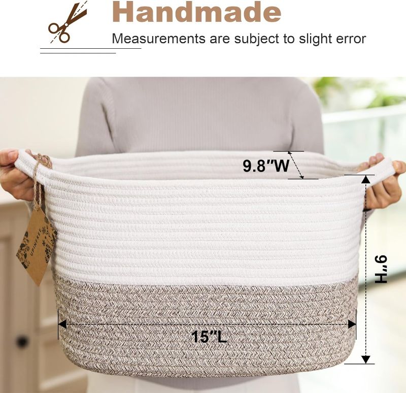 Photo 1 of *****STOCK IMAGE FO SAMPLE*****
Cute Woven Basket With Handles, 12" x 15" x 9.5" Sturdy&Durable Baby Toys Basket,Nursery Bin,Dog Toy Basket,Dog Toy Bin,Dog Toy Box,Kindly for Baby,White and Brown ,1pack