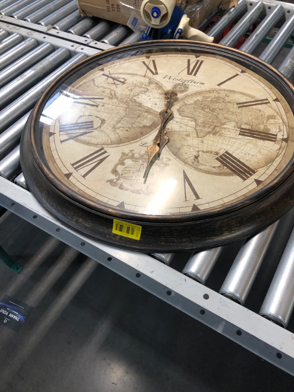 Photo 2 of **NONREFUNDABLE**FOR PARTS OR REPAIR**SEE NOTES**
Bernhard Products Large Decorative Wall Clock 20 Inch Silent Non Ticking Battery Operated Quartz Vintage Stylish with Rustic Dark Brown Rim for Home Living/Dining Room Kitchen & Over Fireplace Rustic Brown