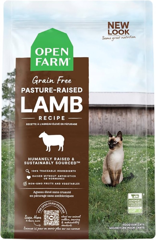 Photo 1 of **NON REFUNDABLE - BEST BY 10-30-25** Open Farm Pasture-Raised Lamb Grain-Free Dry Cat Food, Humanely Raised Lamb Recipe with Non-GMO Superfoods and No Artificial Flavors or Preservatives, 4 lbs