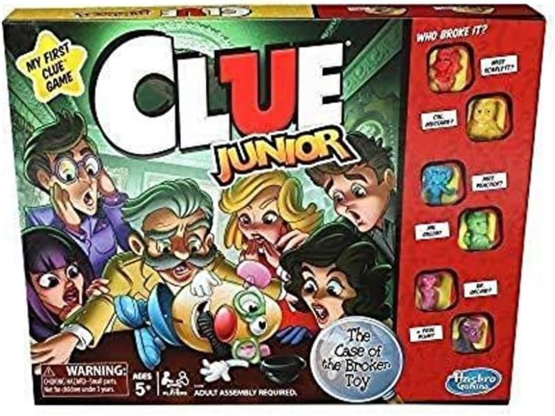 Photo 1 of ***MISSING PIECES*** Hasbro Gaming Clue Junior Board Game for Kids Ages 5 and Up, Case of The Broken Toy, Classic Mystery Game for 2-6 Players