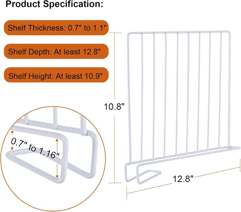 Photo 3 of (READ FULL POST) Shelf Divider for Wood Closet, Sturdy Organizer Separator for Storage in Bedroom, Kitchen, Bathroom and Office Shelves, Easy Installation, Set of 8 (Set of 8)
