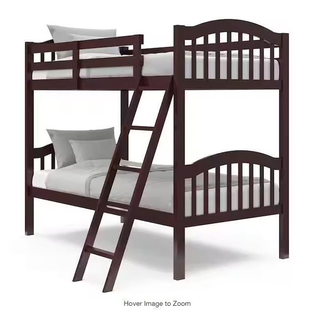 Photo 1 of (READ FULL POST) Long Horn Espresso Solid Hardwood Twin Bunk Bed
