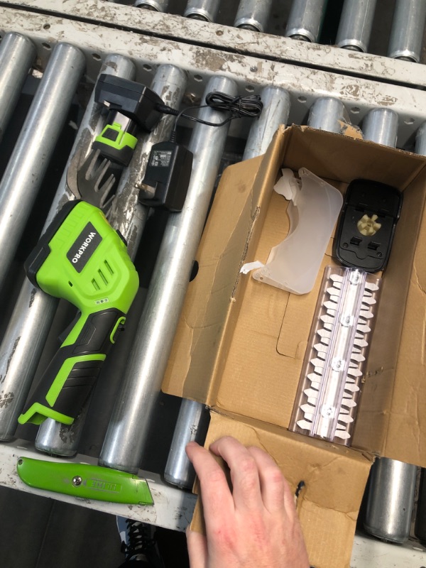 Photo 1 of (PARTS) WORKPRO 12V Cordless Grass Shear & Shrubbery Trimmer - 2 in 1 Handheld Hedge Trimmer, Electric Grass Trimmer Hedge Shears/Grass Cutter with 2.0Ah Rechargeable Lithium-Ion Battery &1 Hour Fast Charger