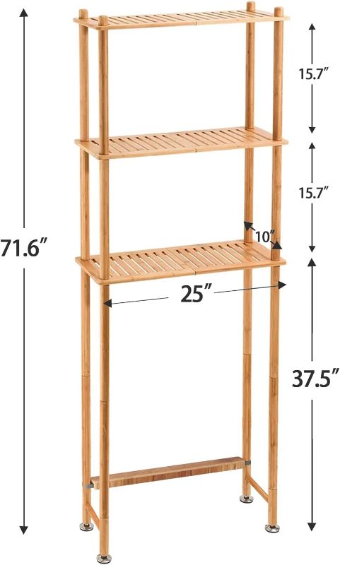 Photo 4 of (READ FULL POST) AmazerBath Over The Toilet Storage Shelf Bamboo, 3-Tier Over Toilet Organizer Rack, Freestanding Above Toilet Shelf for Bathroom, Laundry, Space Saver, Natural Color