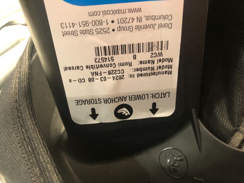 Photo 6 of **NONREFUNDABLE**FOR PARTS OR REPAIR**SEE NOTES**
Maxi-Cosi Romi Convertible Car Seat, Essential Black MFD - 3/24