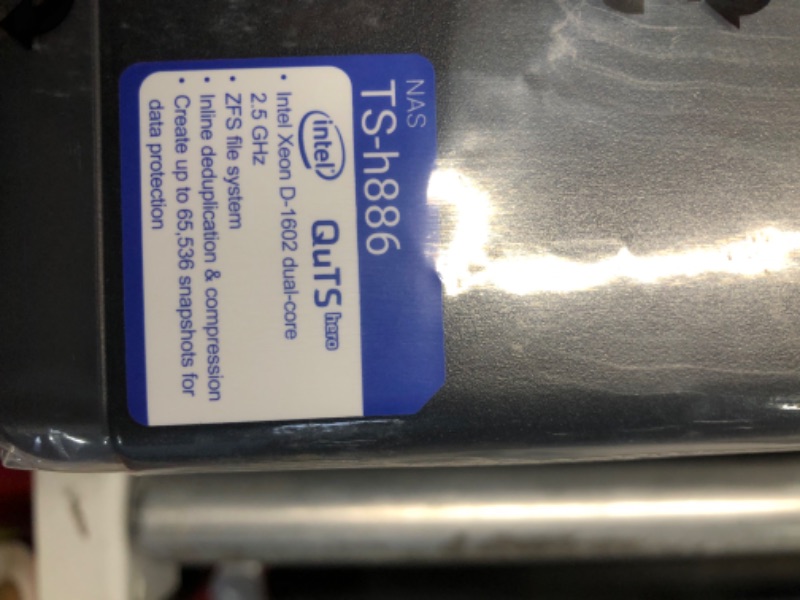 Photo 3 of QNAP TS-h886-D1602-8G-US 8 Bay Enterprise NAS with Intel® Xeon® D Desktop QuTS Hero NAS with Four 2.5GbE Ports, Designed for Real-time SnapSync Data Backup and Virtual Machine Applications Intel Xeon D-1622 / 2.5GbE connectivity