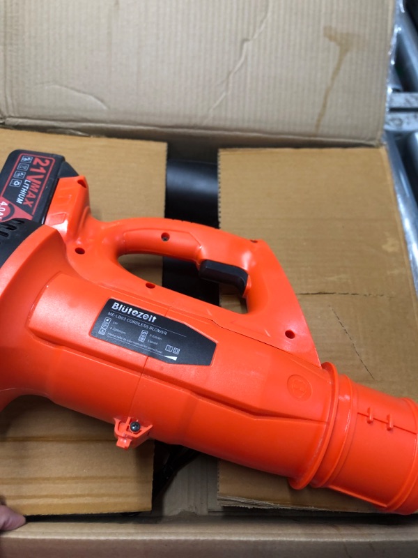 Photo 2 of (used)(see all images)Cordless Leaf Blower - 21V Electric Yard Blower 350CFM 150MPH with 4.0Ah Battery & Charger