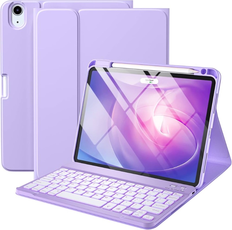 Photo 1 of ***STOCK PHOTO FOR REFERENCE ONLY***
Keyboard Case Compatible with iPad Air 11-inch M2/ 10.9 Inch Air 5th 4th Generation Case with Keyboard-Backlit Detachable, Folio Cover with Pencil Holder for Air 11 2024/Air5/Air4 (Purple)