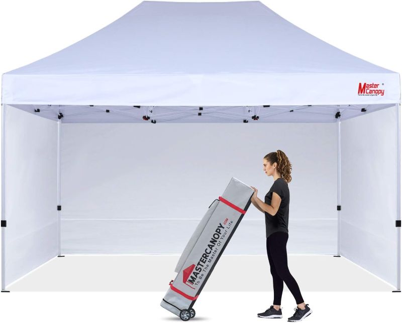 Photo 1 of ***USED - LIKELY MISSING PARTS - UNABLE TO VERIFY FUNCTIONALITY***
MASTERCANOPY Heavy Duty Pop-up Canopy Tent with Sidewalls (10x15,White)