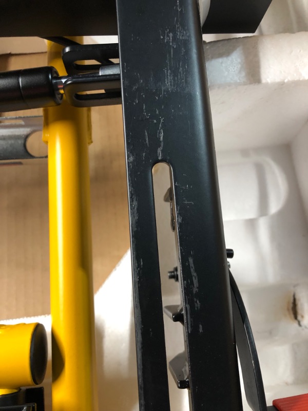 Photo 4 of ***USED - DAMAGED - SCRATCHED - LIKELY MISSING PARTS - UNABLE TO VERIFY FUNCTIONALITY - SEE PICTURES***
DEWALT (DWX726) 32-1/2 in. x 60 in. Rolling Miter Saw Stand with 300 lbs. Capacity, Yellow