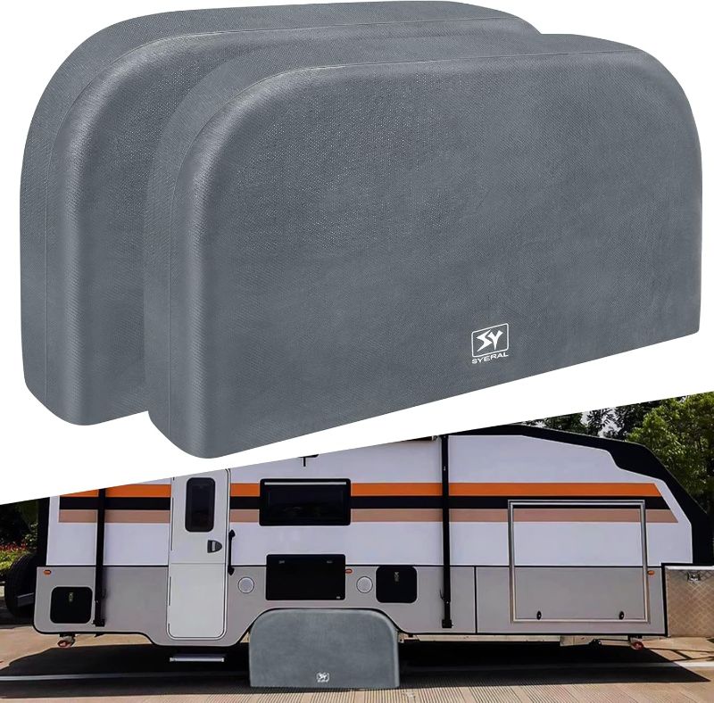 Photo 1 of *****STOCK IMAGE FOR SAMPLE*****
SYERAL Dual-Axle RV Tire Covers for Trailers,Upgraded 5 Layer Nonwoven Dual RV Wheel Covers,Waterproof Anti-UV Snow Sun Rain,Tire Protectors Covers for Trailer,Camper,RV,Truck,SUV S(27''-29''),Gray