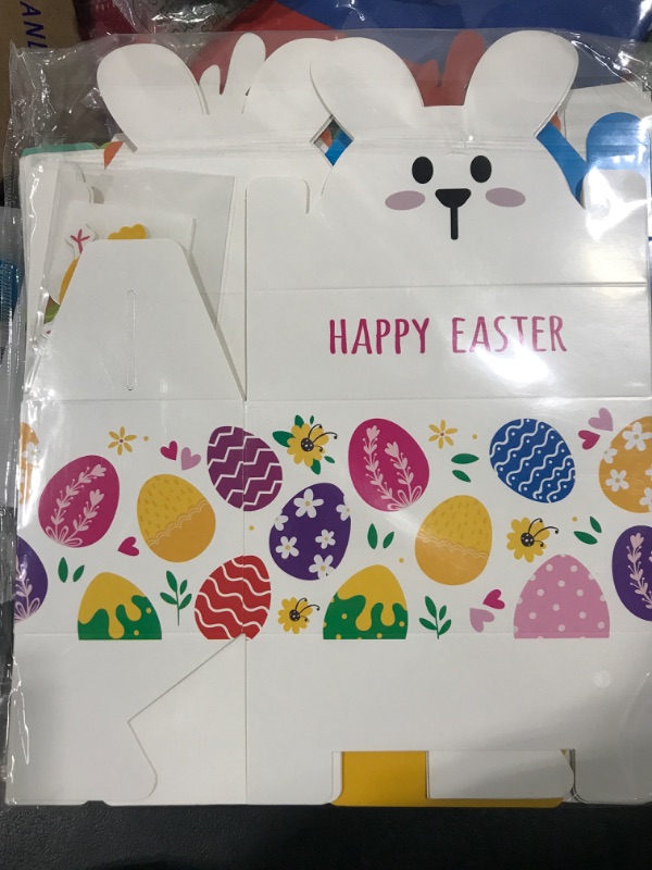 Photo 2 of 12 Pack Easter Decorative Gift Box Treat Boxes, 6.2 x 3.5 x 3.5inch Egg Bunny Chicken Colorful Bags Paper Boxes for Easter Basket Stuffers Party Favor Gifts Easter 12 Boxes