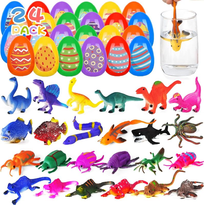 Photo 1 of 24 Pack Prefilled Easter Eggs with Color Changing Sea Animal Lizard Dino Insect Toys,Floating Bath Toys for Kid Toddler,Easter Basket Stuffers,Easter Eggs Hunt,Easter Party Favor Supplies