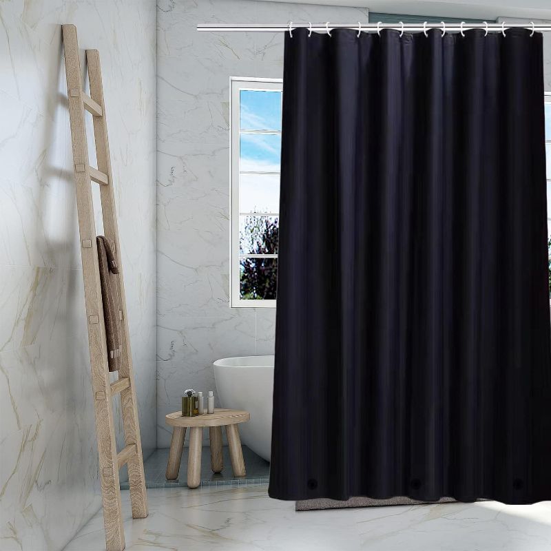 Photo 1 of Allenjoy 72x72 Inch Standard Waterproof Black Shower Curtain Liner with Privacy, Durable, Lightweight