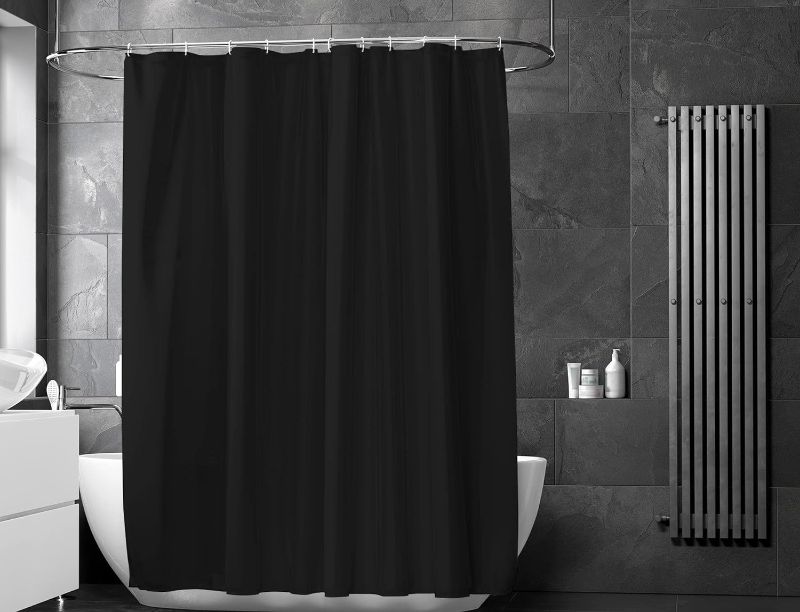 Photo 1 of Allenjoy 72x72 Inch Standard Waterproof Black Shower Curtain Liner with Privacy, Durable, Lightweight