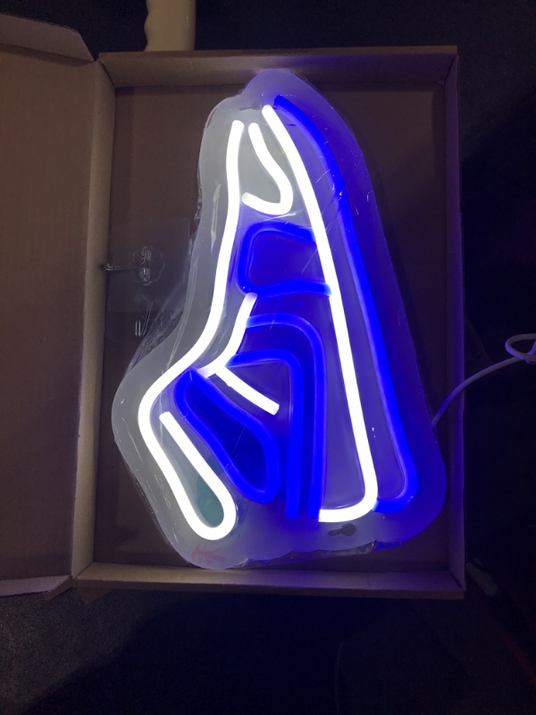 Photo 2 of Sneaker Neon Sign - Blue and White Shoe LED Neon light for Home Party,Beer Pub,Cafes,Bedroom,Birthday Party Wall Decor Gift