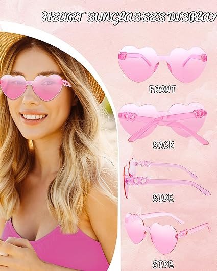 Photo 1 of Heart Shaped Sunglasses Candy Color Heart Glasses Heart Sunglasses for Bachelorette Birthday Party Favor 
