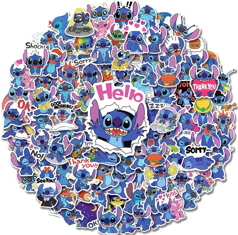 Photo 1 of 100 PCS Stitch Stickers for Kids, Lilo & Stitch Stickers,Color Waterproof Stickers, Stickers Suitable for Water Bottles, Laptops, Skateboard,Helmet, Vinyl Reusable Stickers and Decals Kids Teens Gift