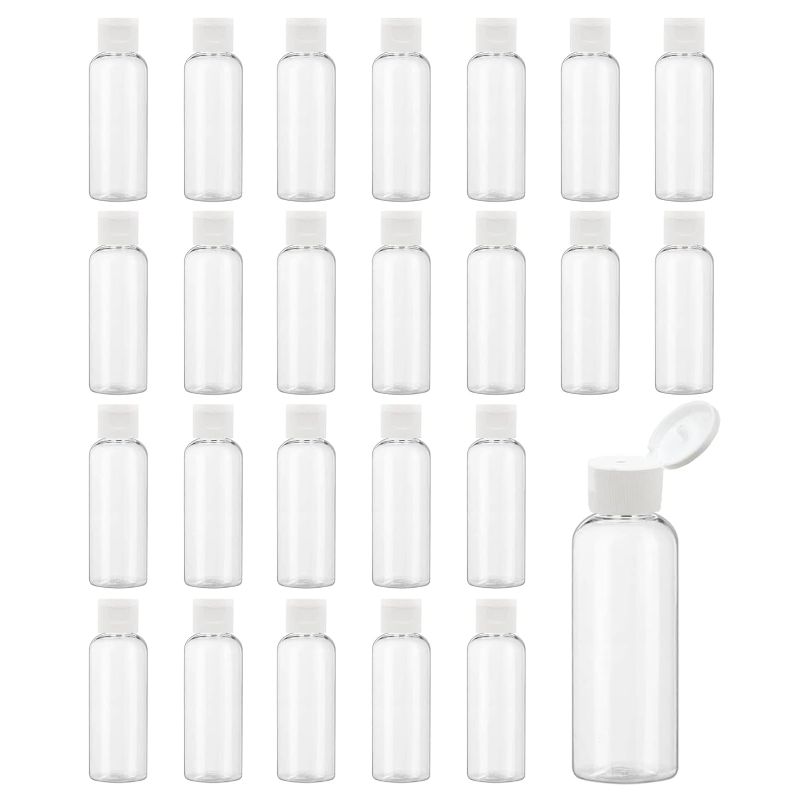 Photo 1 of 2 Oz Plastic Containers with Lids, Clear Travel Bottles for Toiletries Shampoo Refillable Travel Containers - Set of 25
